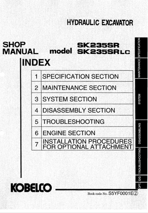 Kobelco SK235SR and SK235SR-LC Excavator Service Manual - Image 2