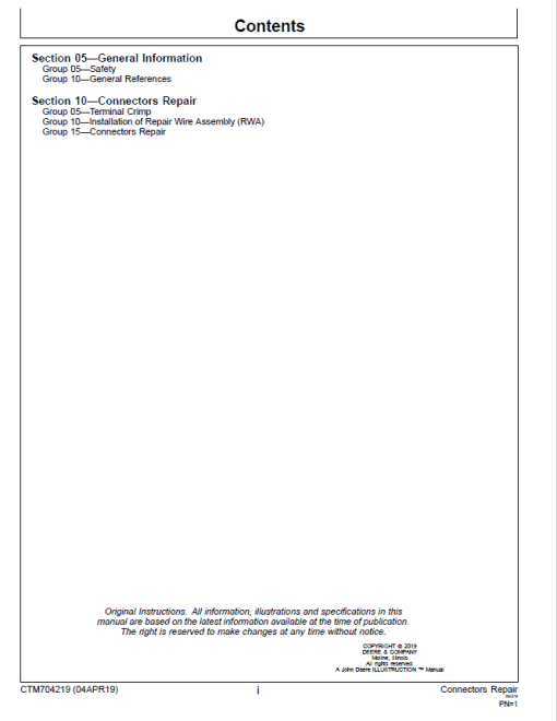 John Deere Connectors Repair Component Technical Manual (CTM704219) - Image 2