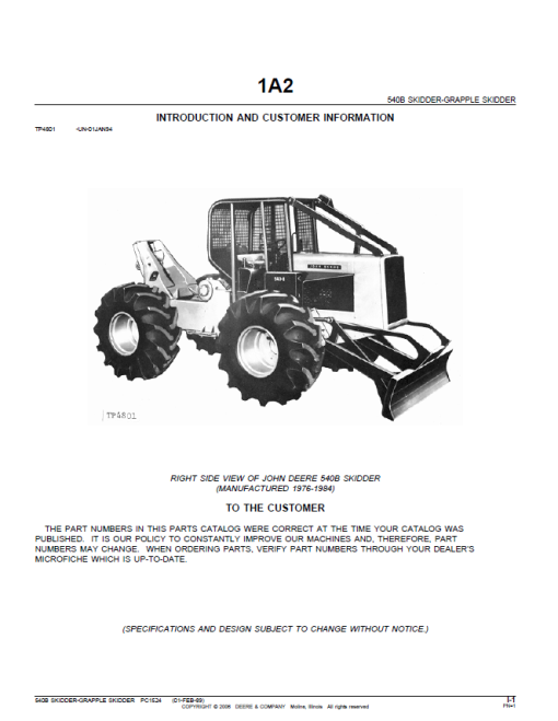 John Deere Skidder Parts Catalog Manual PC1524 - Image 2