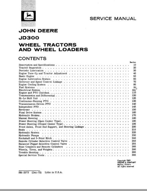 John Deere JD300 Tractor Repair Technical Manual (SM2073) - Image 2