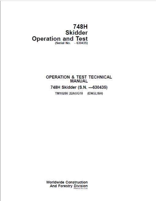 John Deere 748H Skidder Repair Technical Manual (S.N before 630435) - Image 2