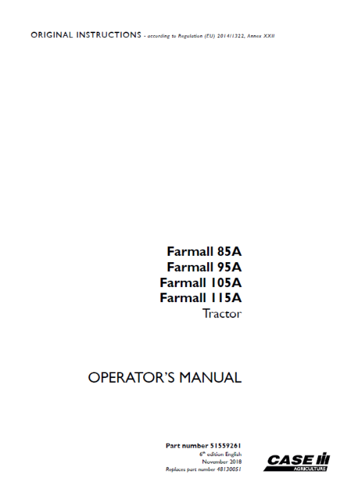 Case Farmall 85A, 95A, 105A, 115A Tractor Service Repair Manual - Image 2