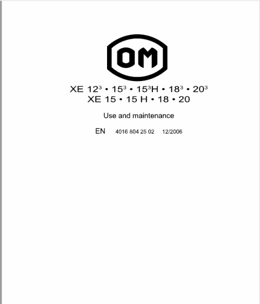 OM Pimespo XE12, XE15 and XE18 Series 4016 , 4017 Forklift Workshop Repair Manual - Image 2