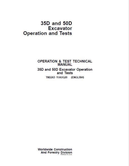 John Deere 30D, 50D Excavator Repair Technical Manual - Image 2