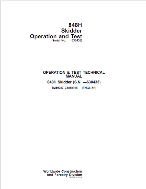 John Deere 848H Skidder Repair Technical Manual (S.N before 630435) - Image 2