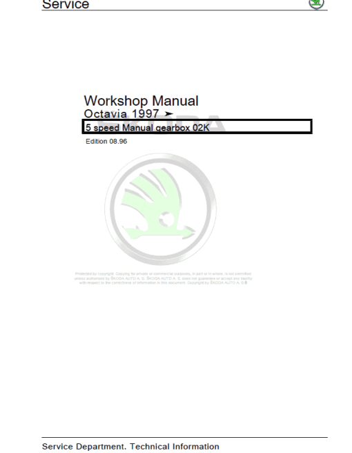 SKODA OCTAVIA TOUR (1U) Repair Service Manual - Image 2