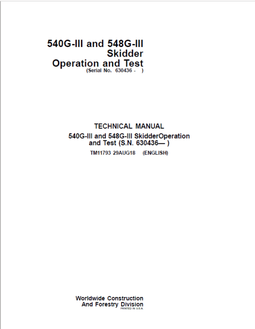 John Deere 540G-III, 548G-III Skidder Repair Technical Manual (S.N after 630436 - ) - Image 2