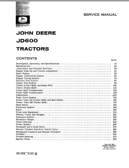 John Deere JD600 Tractor Repair Technical Manual (SM2058) - Image 2