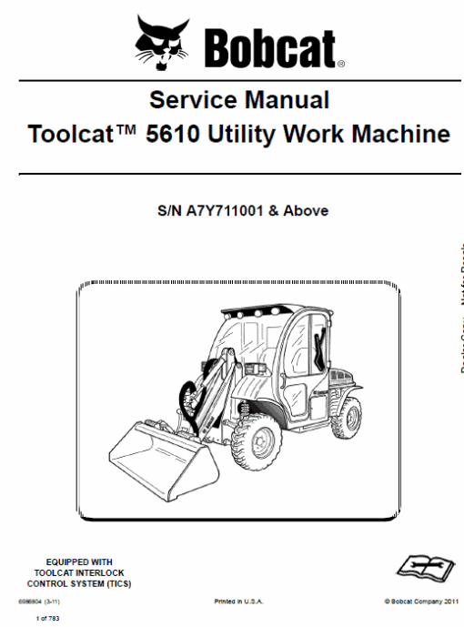 Bobcat 5610 Toolcat Utility Vehicle Service Repair Manual