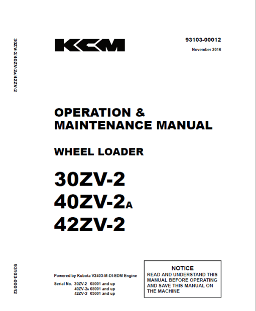 Kawasaki 30ZV-2, 40ZV2A, 42ZV-2 Wheel Loader Service Manual - Image 5