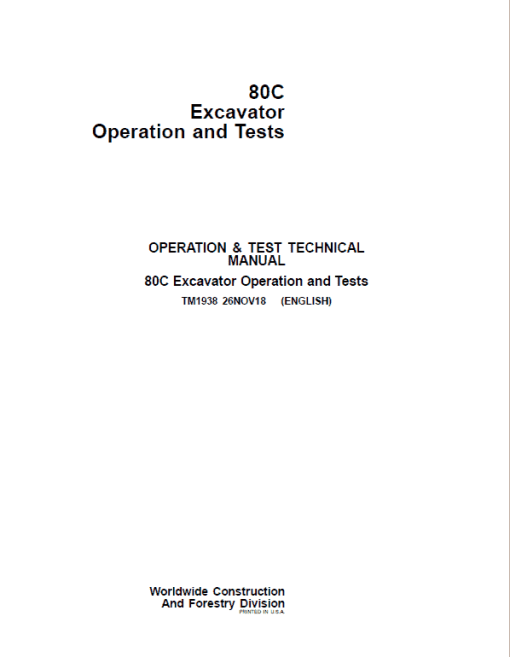 John Deere 80C Excavator Repair Technical Manual - Image 2