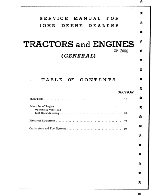 John Deere Tractors and Engines General Repair Manual (SM2000) - Image 2