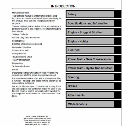 John Deere 14542GS, 1642HS, 17542HS, 1442GS Sabre Lawn Tractors Technical Manual - Image 2