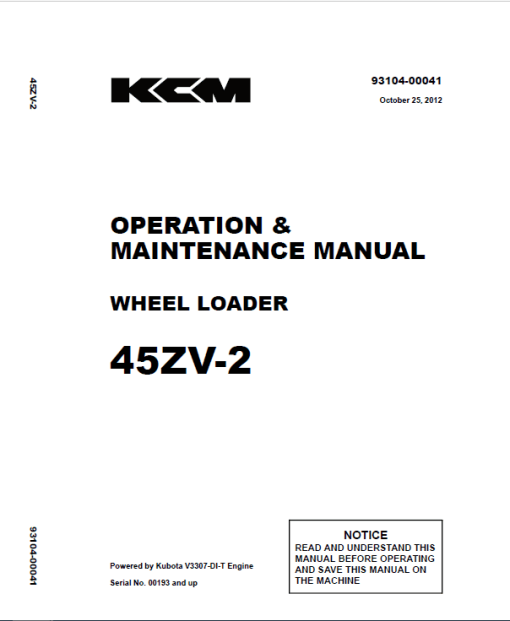 Kawasaki 45ZV-2 Wheel Loader Service Manual - Image 4