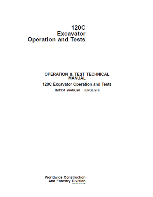 John Deere 120C Excavator Repair Technical Manual - Image 2