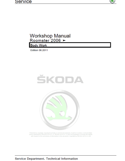 SKODA ROOMSTER (5J, 5J0) Repair Service Manual - Image 2