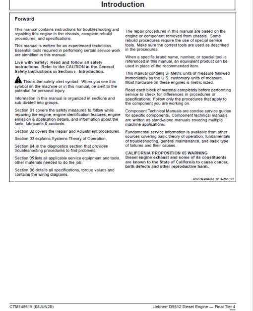 Liebherr D9512 Diesel Engine - Final Tier 4 Repair Manual (CTM148619) - Image 2