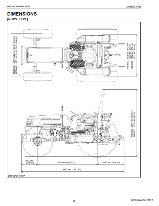 Kubota ME8200, ME9000 Tractor Workshop Service Manual - Image 2