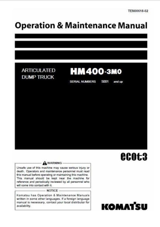 Komatsu HM400-3M0 Dump Truck Service Manual - Image 2