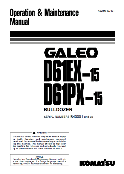 Komatsu D61EX-15, D61PX-15 Dozer Service Manual - Image 2