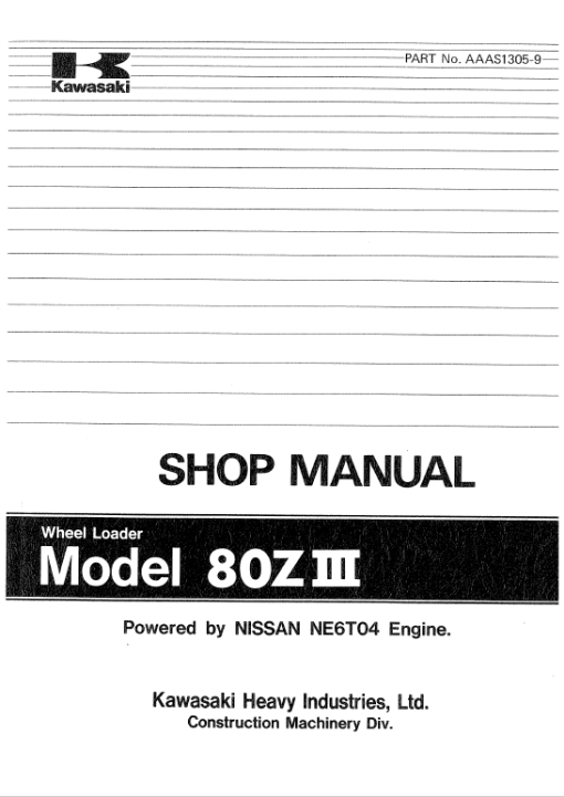 Kawasaki 80ZIII Wheel Loader Service Manual - Image 2