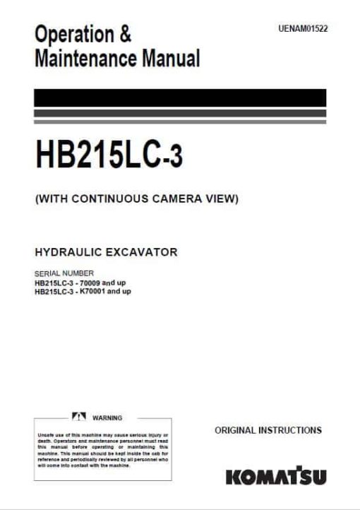 Komatsu HB215LC-3 Excavator Repair Service Manual - Image 2