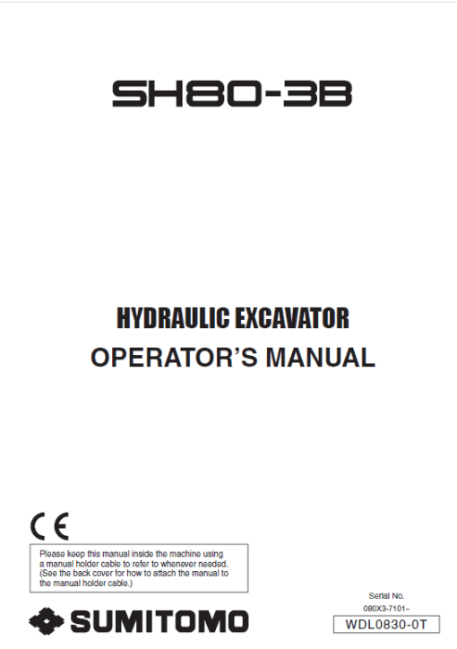 Sumitomo SH80-3B Hydraulic Excavator Repair Service Manual - Image 2