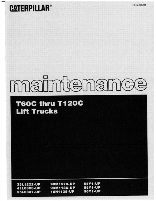 CAT T60C, T70C, T80C, T90C, T100C, T120C Lift Truck Service Manual - Image 2