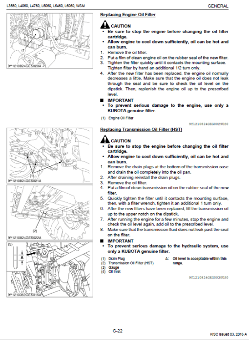 Kubota L3560, L4060, L4760, L5060, L5460, L6060 Tractor Manual - Image 2