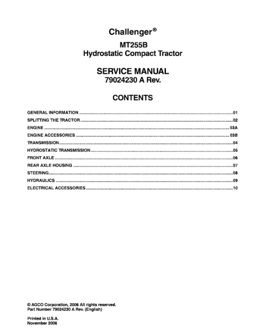 Challenger MT225B Tractor Service Manual - Image 2