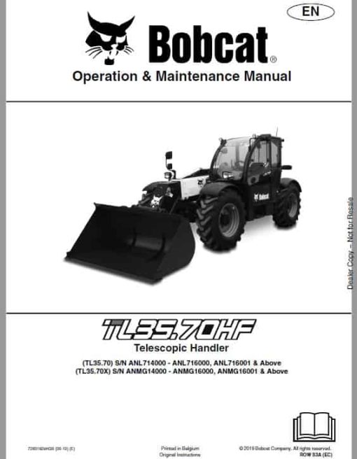 Bobcat TL34.65, TL35.70, TL38.70 versaHANDLER Telescopic Service Repair Manual - Image 2