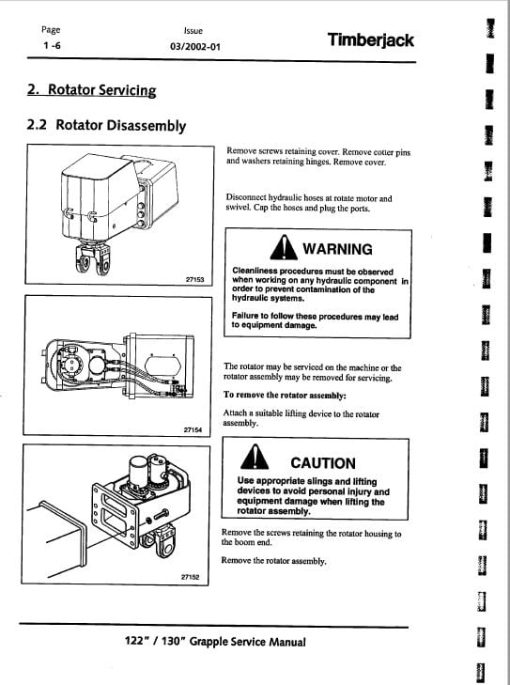 Timberjack 122, 130 Grapple Service Repair Manual - Image 2