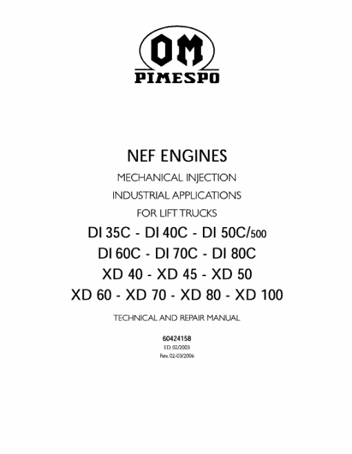 OM Pimespo XD40, XD45 and XD50 Forklift Workshop Manual - Image 2