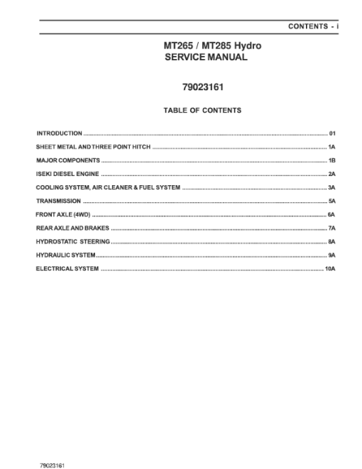 Challenger MT265, MT285 Tractor Service Manual - Image 2