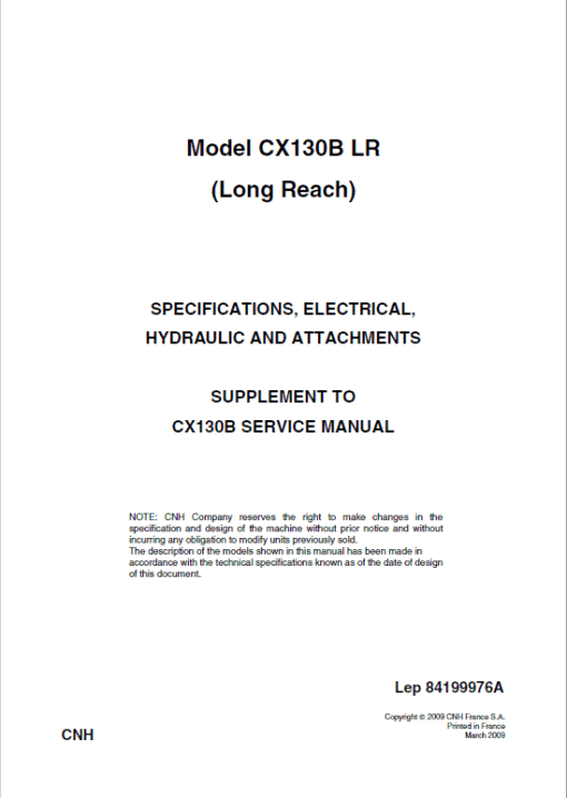 Case CX130B Crawler Excavator Service Manual - Image 2