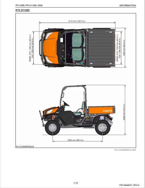 Kubota RTV-X900, RTV-X1120D Utility Vehicle Workshop Service Manual - Image 2