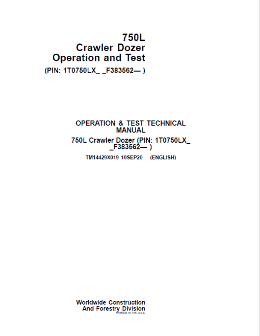 John Deere 750L Crawler Dozer Repair Technical Manual (S.N after F383562 - ) - Image 2