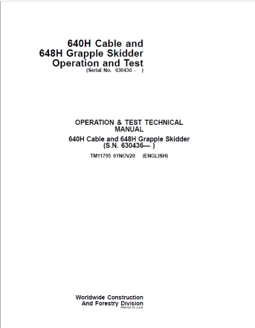 John Deere 640H, 648H Skidder Repair Technical Manual (S.N after 630436 - ) - Image 2