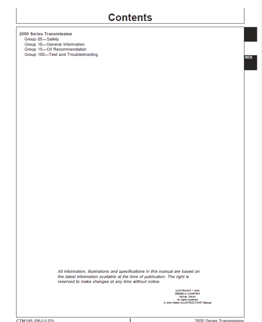 John Deere 2000 Series Transmission Repair Manual (CTM195) - Image 2