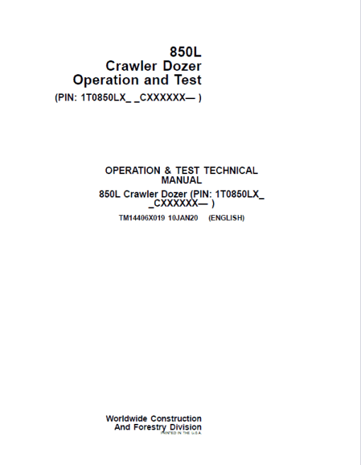 John Deere 850L Crawler Dozer Repair Technical Manual (S.N after CXXXXXX - ) - Image 2