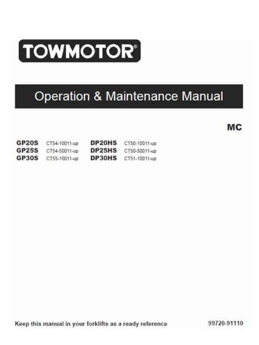 CAT GP20S, GP25S, GP30S Forklift Lift Truck Service Manual - Image 2