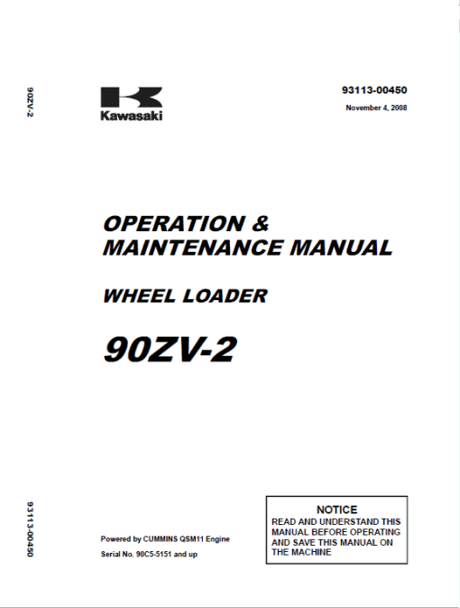 Kawasaki 90ZV-2 Wheel Loader Service Manual - Image 2