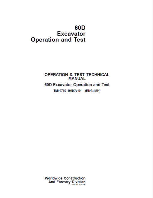 John Deere 60D Excavator Repair Technical Manual - Image 2