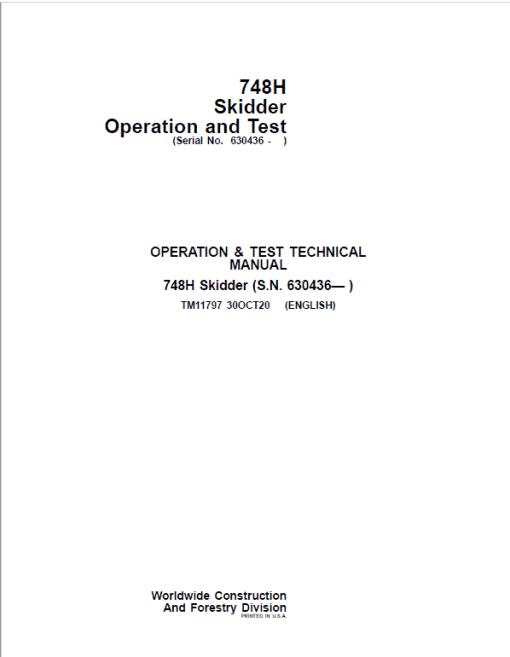 John Deere 748H Skidder Repair Technical Manual (S.N after 630436 - ) - Image 2