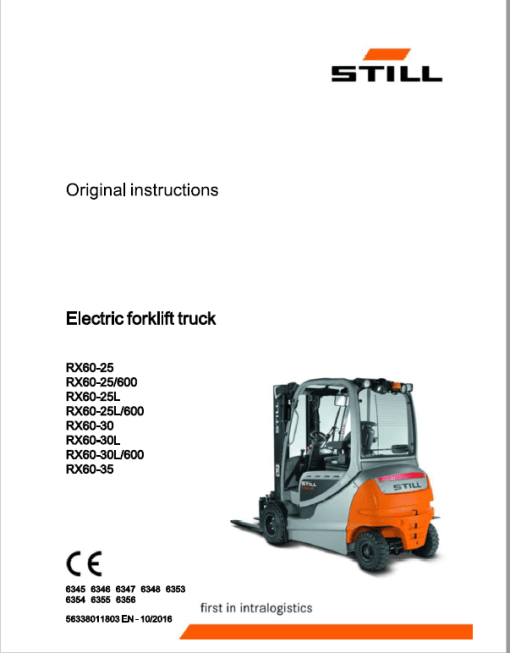 Still Electric Forklift Truck RX60: Model RX60-25, RX60-30, RX60-35 Repair Manual - Image 5