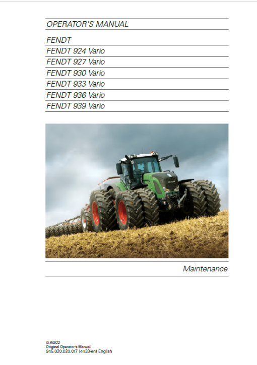 Fendt 924, 927, 930, 933, 936, 939 Vario SCR (stage 3b) Tractors Workshop Repair Manual - Image 2