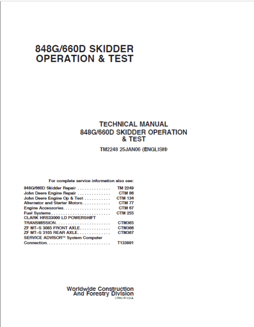 John Deere 848G, 660D Skidder Repair Technical Manual - Image 2