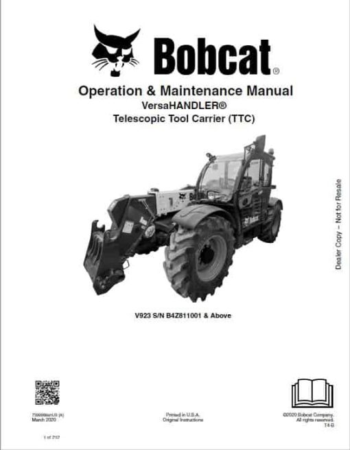 Bobcat V923 versaHANDLER Telescopic Service Repair Manual - Image 2