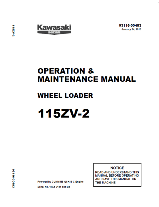 Kawasaki 115ZV-2 Wheel Loader Service Manual - Image 5