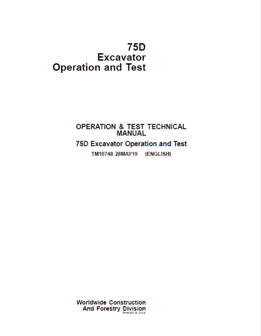 John Deere 75D Excavator Repair Technical Manual - Image 2